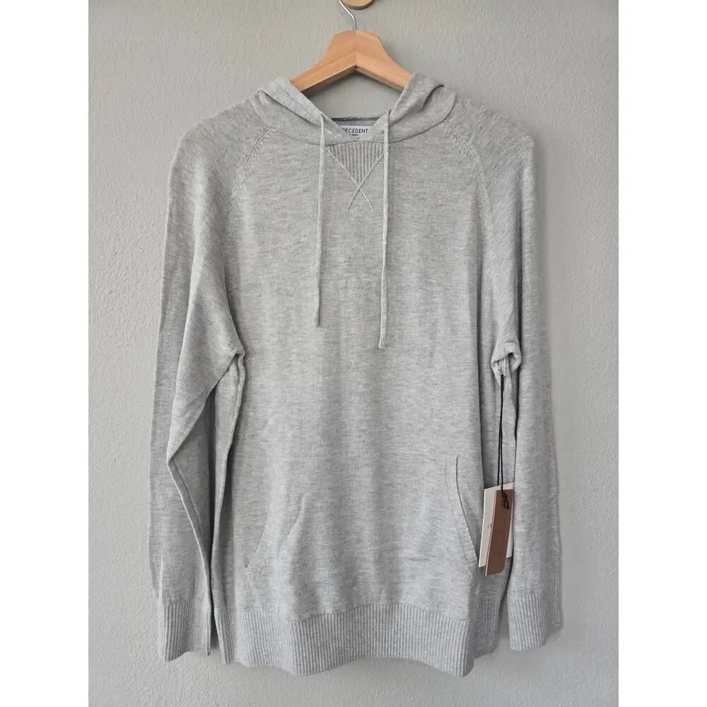 Precedent Cashmere Blend Gray Hoodie Sweater Men's Size M - NWT - Lightweight